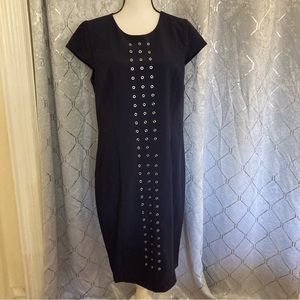 Pierri Navy Blue Cap Sleeve With Metal Eyelet Sz 12 Dress women